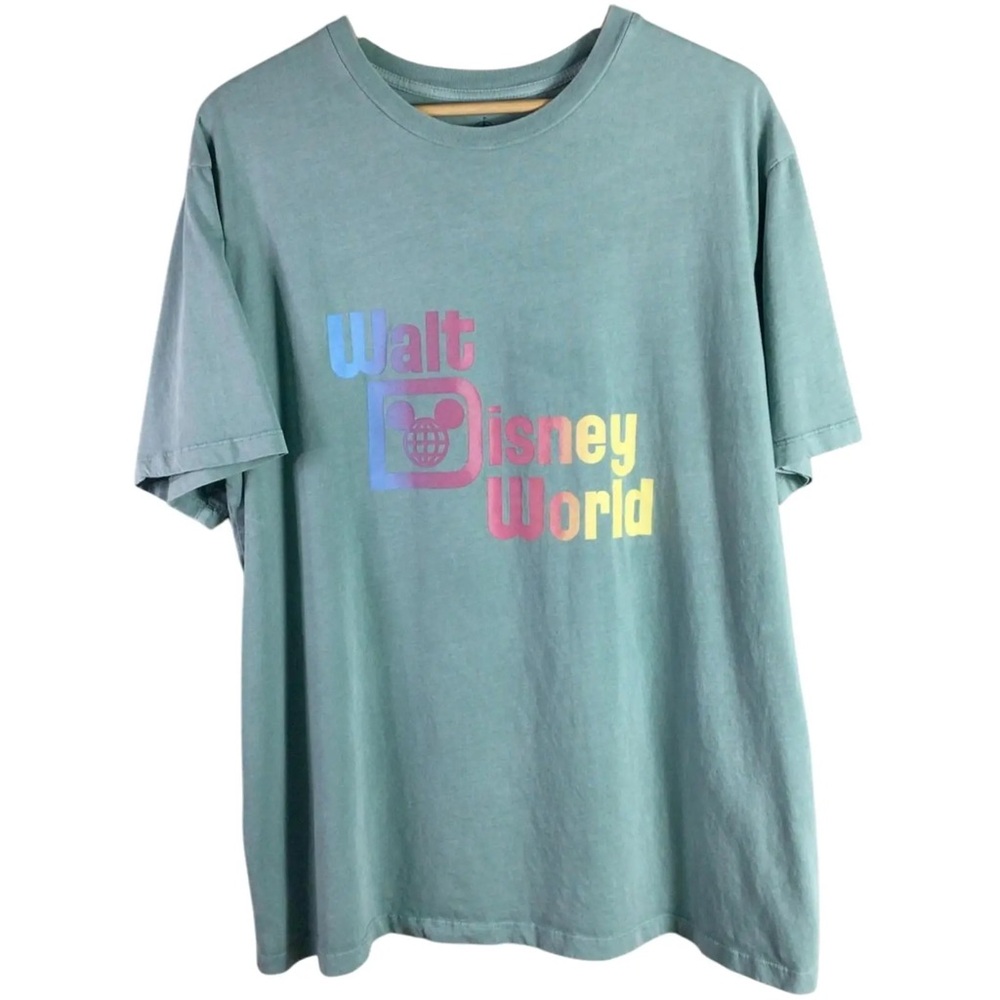 Disney Women's Top in Teal with Multicolor Logo